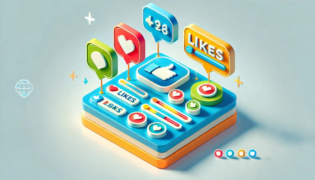 DALL%C2%B7E 2024 11 15 10.42.24 A colorful 3D cartoon style graphic of a successful social media post. The interface shows a high number of likes comments and shares. Bright minim